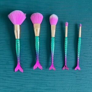 Tarte Minutes To Mermaid Brush Set 5 Makeup Brushes Pink Green Preowned